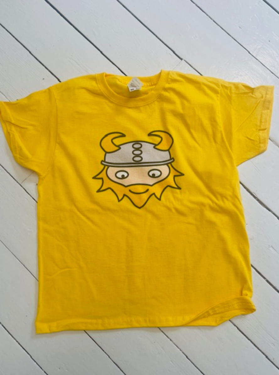 Children Kids Tshirt Knutti the Viking Yellow Tee