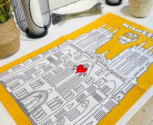 Tea Towel with Knutti the Viking at York Minster Design