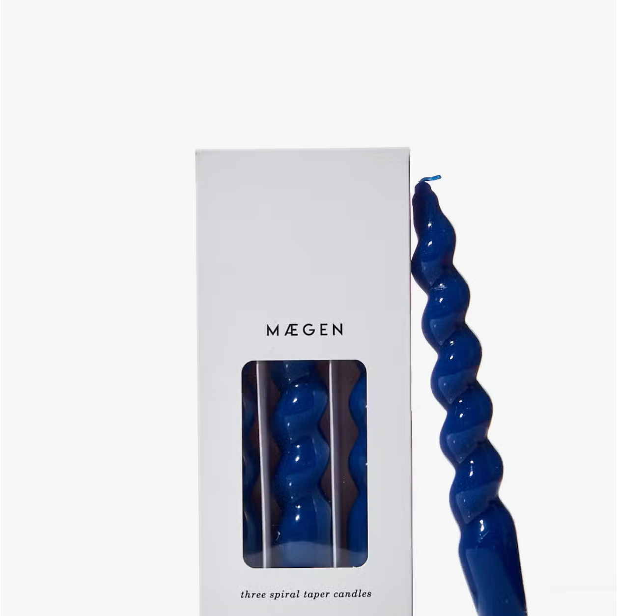 Spiral Taper Candles by Maegen Navy Blue